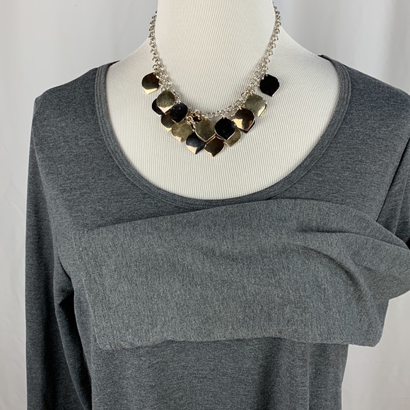 LLR Solid Gray Long Sleeve Scoop Neck Tunic - Picture 2 of 5